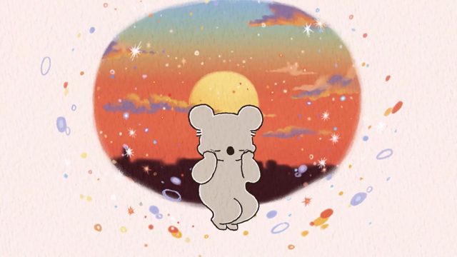 火红夕阳下的无尾熊